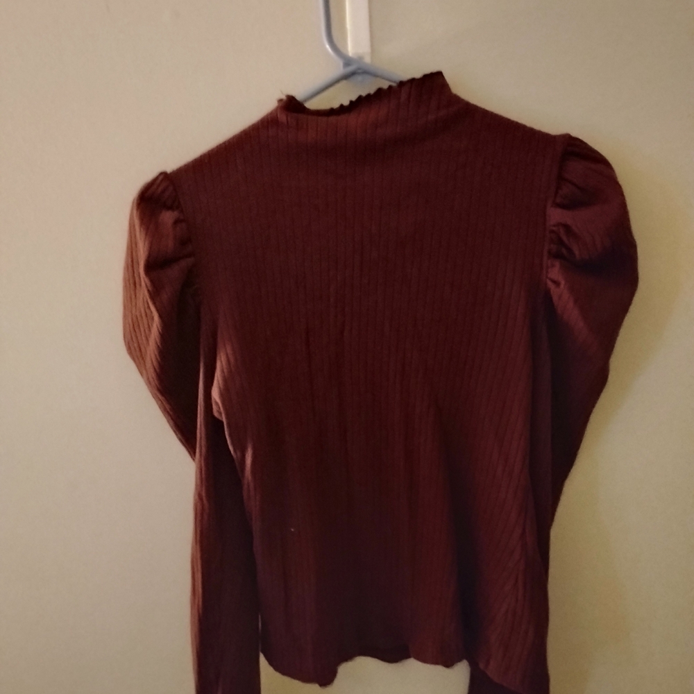 Old Navy Rich Brown Blouse with Button Accents - Picture 2 of 2